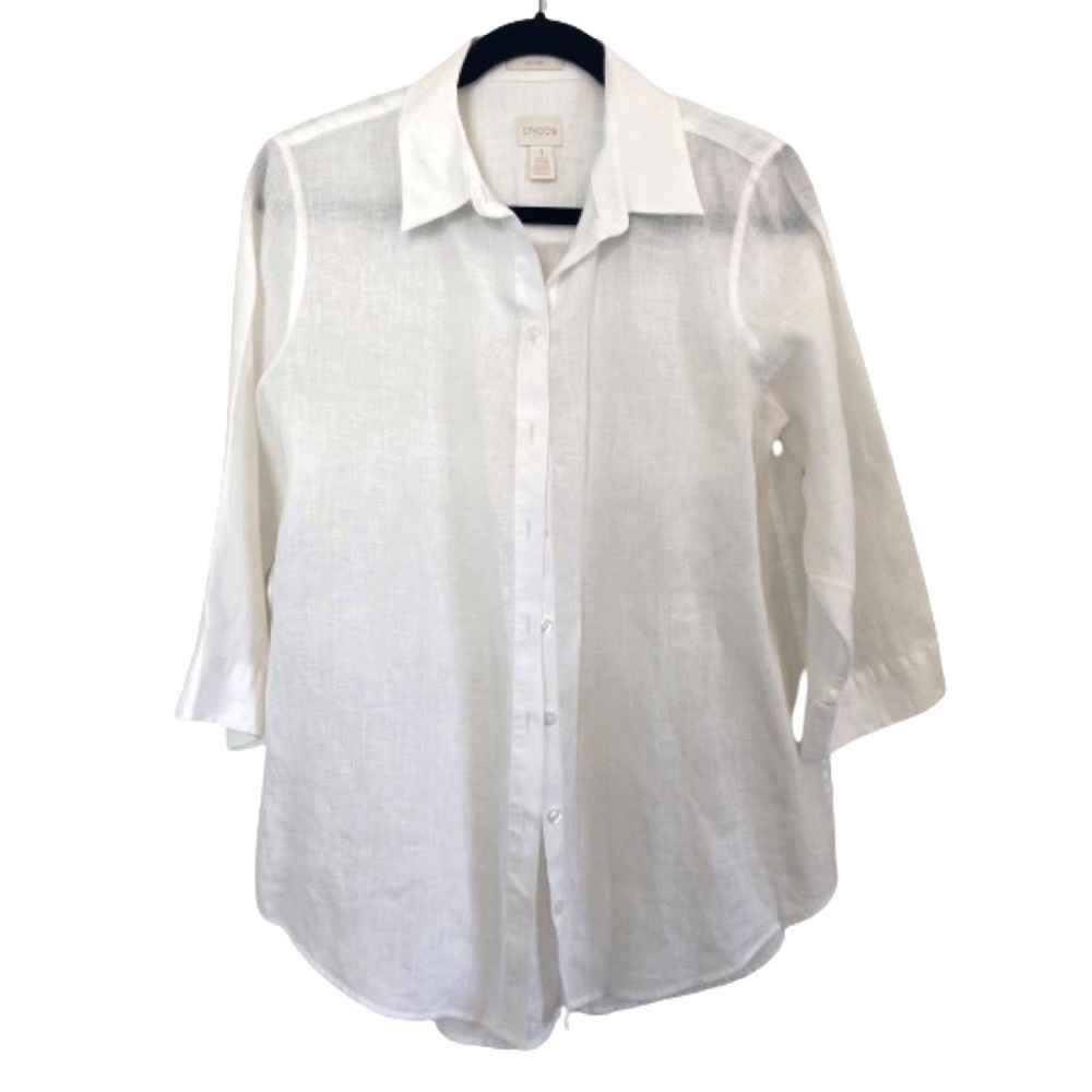 Chico’s Linen Button Down Shirt White
